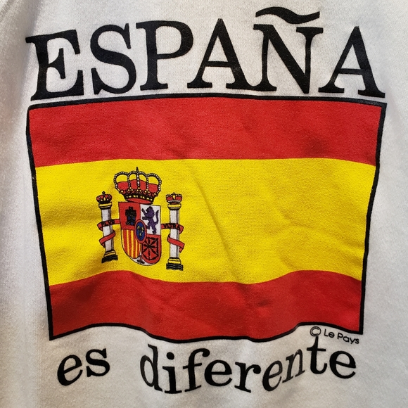 Vintage Hanes Espana es diferente Sweater Flag Men's sz L White - Picture 2 of 4